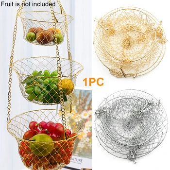 

Garden Modern Bathroom Home Decor Sundries Organizer 3 Layers Iron Art Hanging Basket Hanger Living Room Fruit Storage Kitchen