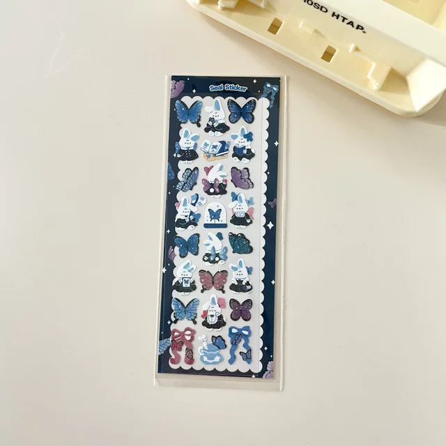 1Pc Cartoon Cat Laser Bling Scrapbook Fun Stickers Confetti Decoration DIY Photo For Journal Diary Album Stationery Sticker 1Pc E