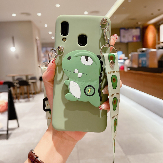 Holder Stand Cover For Samsung Galaxy J7 2015 J5 J3 Pro A5 2017 2016 S7 S6 Edge Case Cartoon Necklace Lanyard Strap Fundas