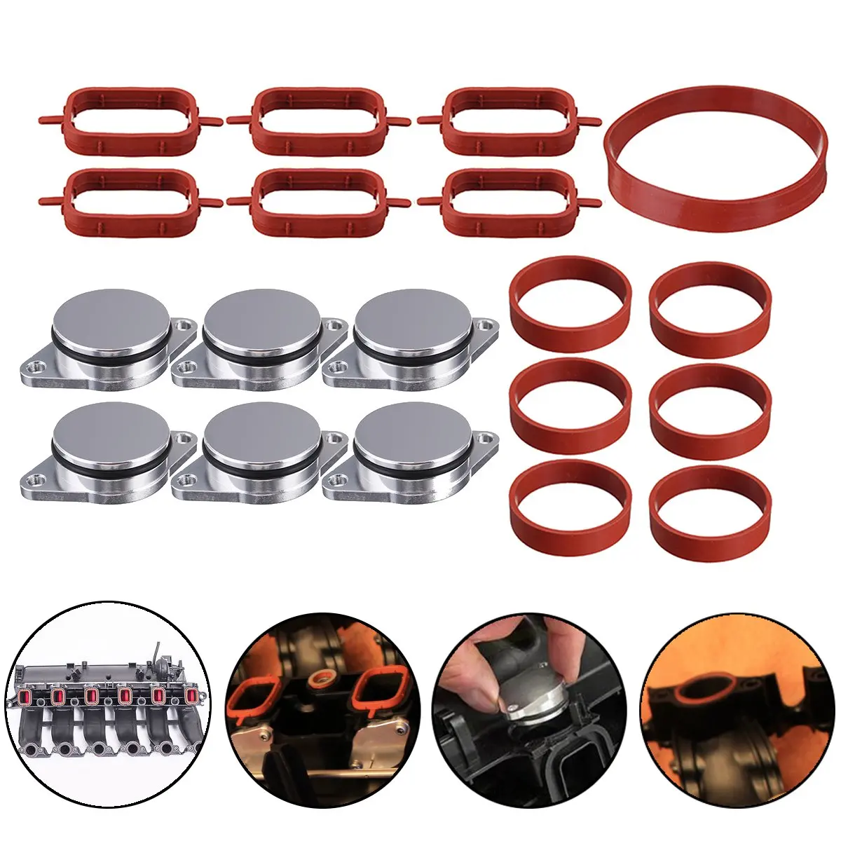 New Set of 6 x 32mm Car Swirl Flap Bungs Covers with Intake Manifold