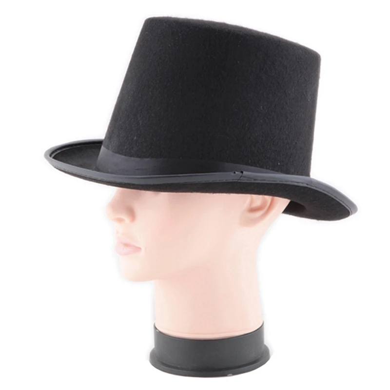 16 см высота панк черная шляпка Хэллоуин реквизит фетровые шляпы Millinery/волшебник волшебный трюк Кепка