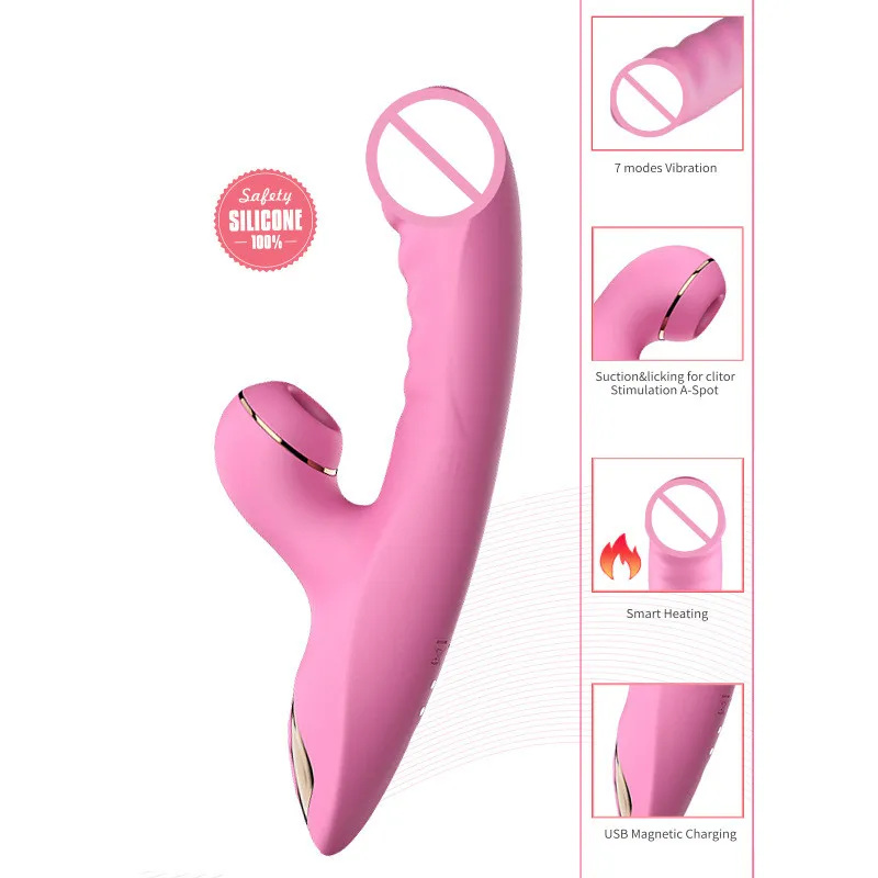 silicone Rabbit Sucking vibrator G-Spot Stimulator waterproof heating vibration vagina massage stick female adult sex toys 4