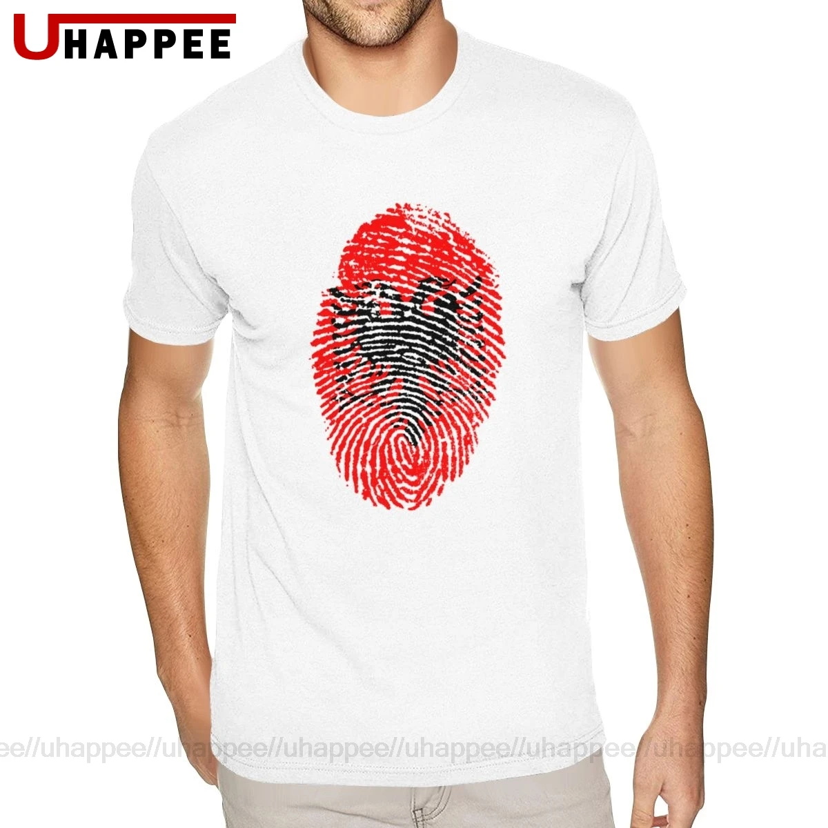 Christmas Albania Flag Fingerprint T-Shirt for Men 6XL Short Sleeves Yellow Crew Tee Shirt | Мужская одежда