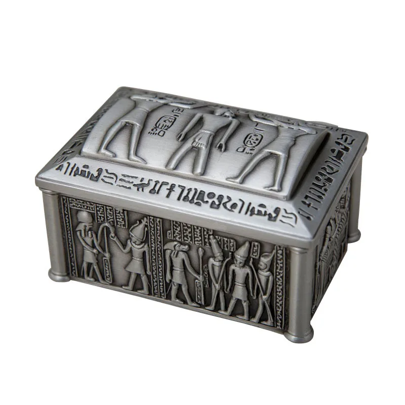 

New Creative Egyptian Jewelry Box High-end Exquisite Metal Desktop Storage Box Household Small Jewelry Box Treasure Chest