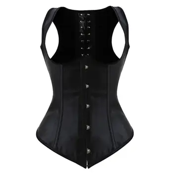 

Grebrafan Underbust Corset Satin Steampunk Bustier Tops Straps Plus Size Carnival Costumes for Women Party Club Night