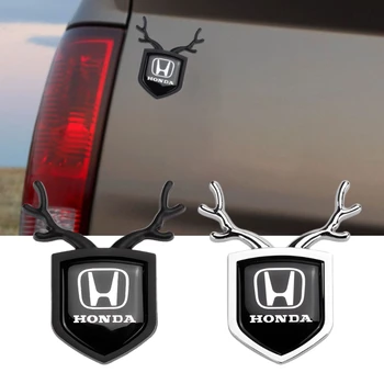 

For Honda Accord Accessories Odyssey Pilot City Fit Gk5 CRV Greiz HRV Nsx Dio Af18 Badge Car Styling Deer Sticker 3D Metal Decal