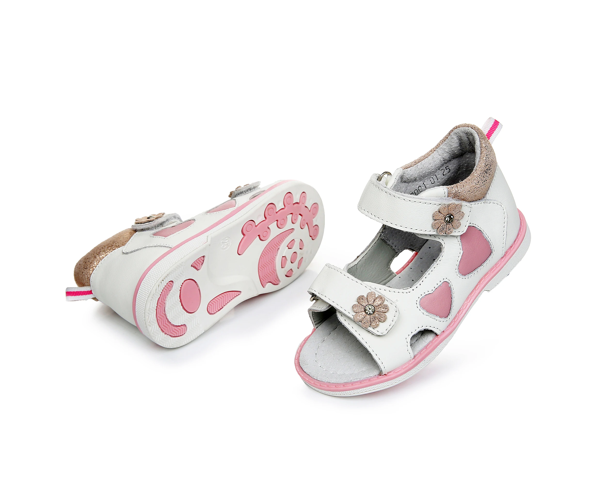 APAKOWA Girls Genuine Leather Sandals Toddler Shoes Daisy Flower Decorate Summer Sandals Open Toe Hoof Heels Kids Feetwear