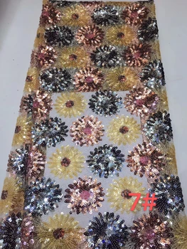 

2019 high quality French Nigeria sequins net lace material African tulle mesh lace fabric for evening dress ZX34011