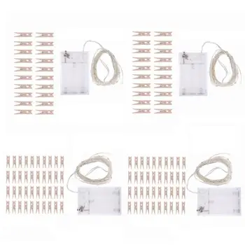 

Wood LED Clip Light String Copper Wire Party Wedding Xmas Photo Cards Decor For Household Internal Lighting