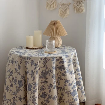

S/M/L/XL Blue Flower Printed Table Cloth Floral Table Cover Dining Room Tablecloth Dinner Table Decoration Home Accessories