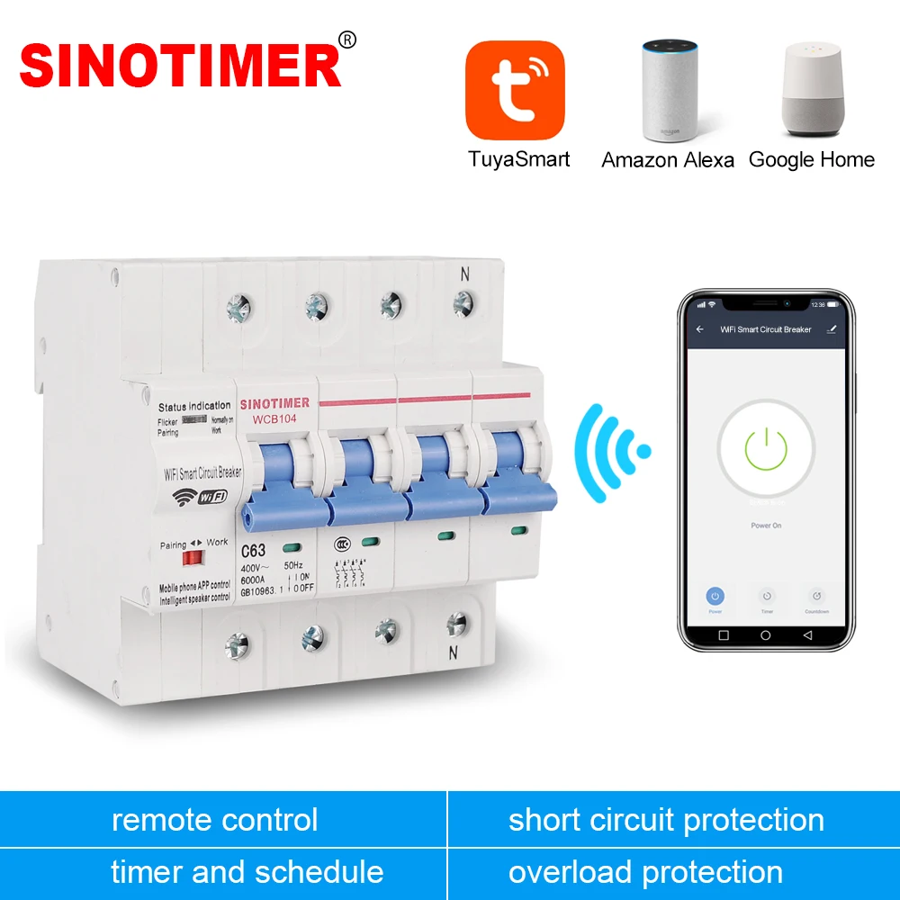 Disjoncteur monophasé différentiel 30mA type A connecté WIFI Tuya Smart  RCBO - Disjonctions : Courant de Fuite, Surintensité, Surtempérature,  Surpuissance, Sous/Surtension - Alexa - Enregistrement : :  Bricolage