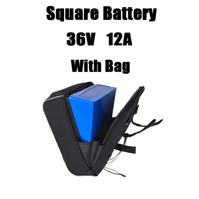 48v 20ah квадратная аккумуляторная батарея, литиевая велосипедная батарея 36v 48 вольт, аккумуляторы с квадратной верхней трубкой, сумка для хранения батарей для горного велосипеда - Цвет: 36V12A with bag