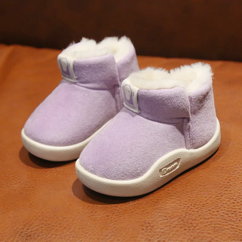 D12 purple Детские ботинки в виде динозавров; натуральная замша; мягкая босиком; Детские теплые зимние ботинки; детские Нескользящие хлопковые ботинки; большие размеры - Цвет: D12 purple