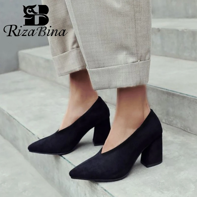 

RIZABINA Plus Size 30-48 Women Fashion Office Ladies Pumps Pointed Toe Spring Work High Heel Shoes Woman New Pumps Footwear