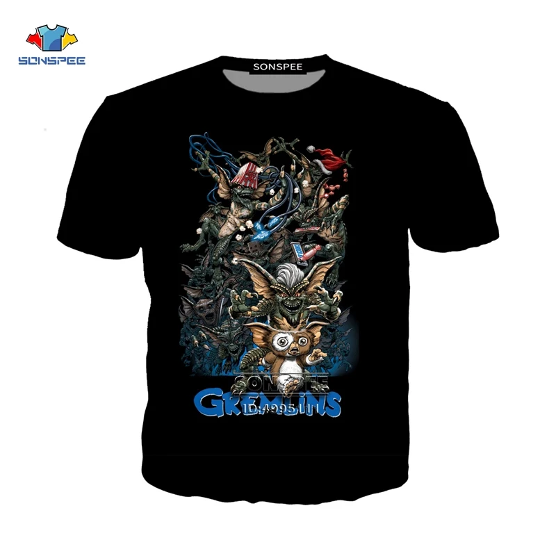 SONSPEE 3D Print Men Women Funny Movie Gremlins Monster Casual Harajuku T-shirt Summer Tshirt Youth Hip Hop Streetwear A1032