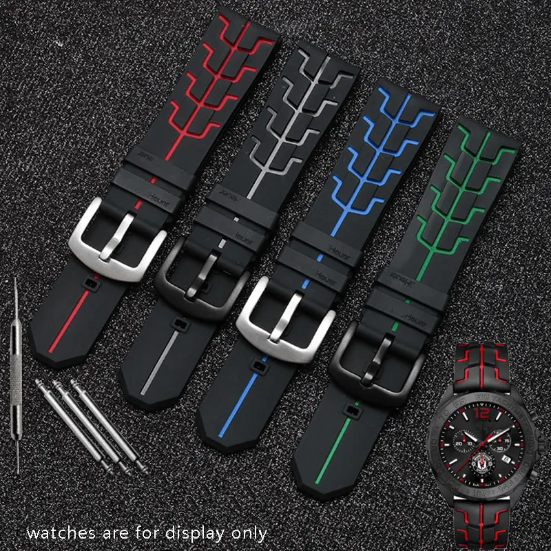 

22mm Waterproof and Sweatproof Silicone Rubber watch band replacement belt For Tag Heuer WAZ2113 F1 Series watch