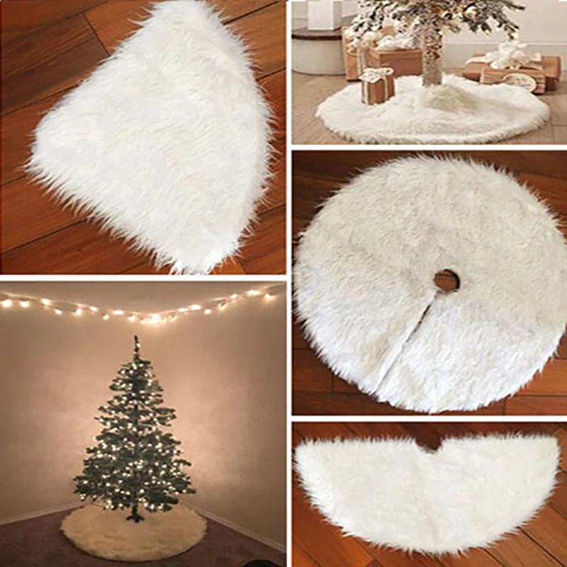 New Fashion Xmas Christmas Tree Skirt Decor Plush Base Party White Snow Mat Cover Decor