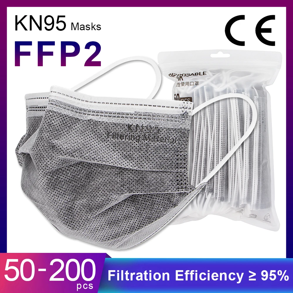 50-200PC CE FFP2 Mask Summer Breathable KN95 Masks Activated Carbon 5 Layers Protect Mascarillas Reusable Filter Dust Respirator |