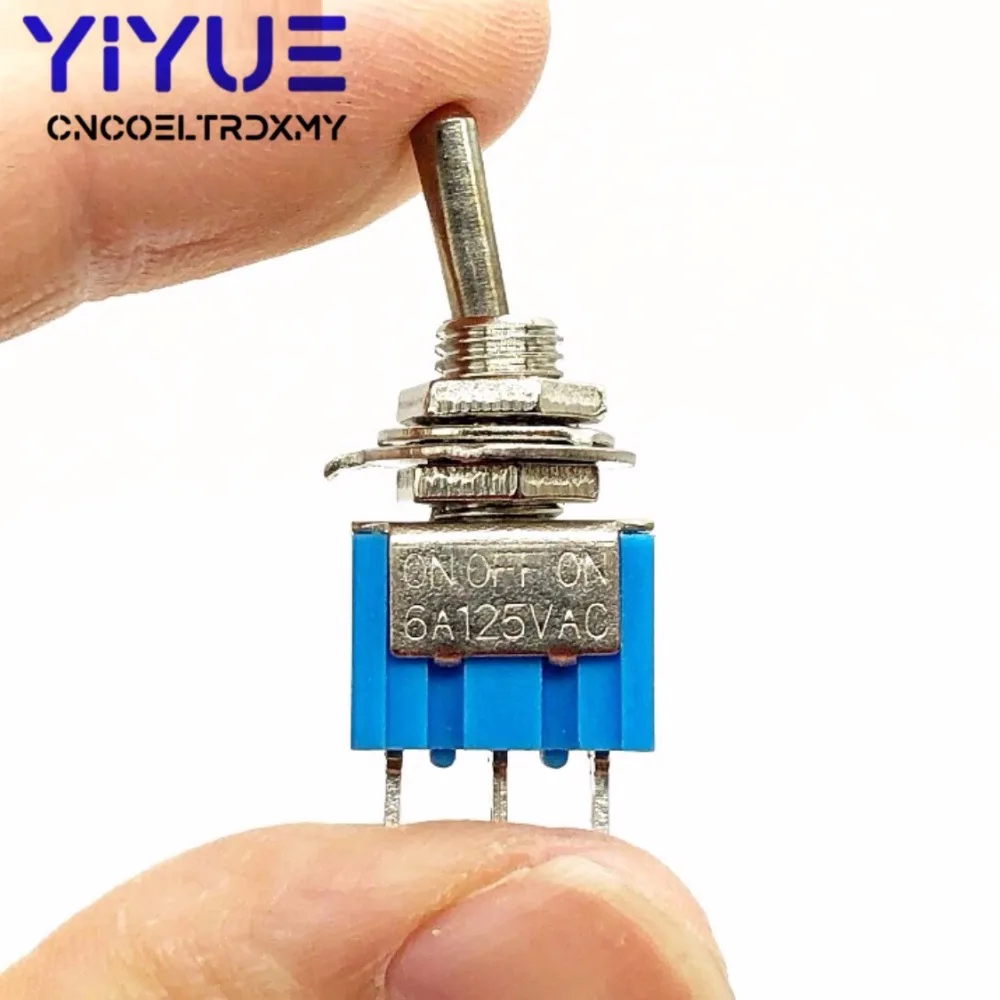 5pcslot Mini MTS-103 3-Pin SP3T ON-OFF-ON 6A 125V 3A250VAC Toggle Switches Good Quality (9)