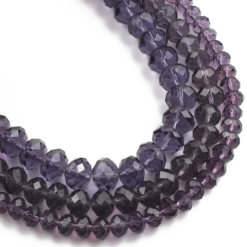 Purple Austrian Crystal Glass Beads Faceted Rondelle Loose Spacer Bead For Jewelry Making Diy Bracelet Accessorie 4 6 8 10 12mm | Украшения