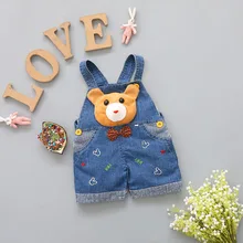 Ковбойские цельные штаны на подтяжках с бабочкой и головой медведя Kaki прямые продажи от производителя г. Летние новые стильные штаны для мальчиков