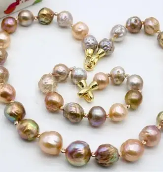 

Free shipping hot sell new - Amazing 11-13mm MultiColor south sea baroque pearl necklace18'' bracelet 7.5-8''