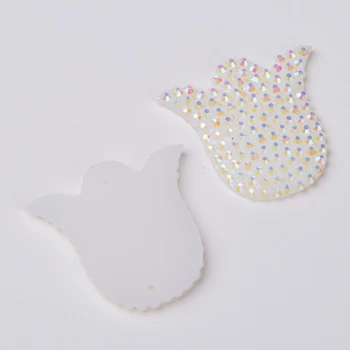 

Taidian White AB Flatback Tulip Resin Cabochons Sew on Rhinestone 2 Holes 25.4*28mm 20pieces