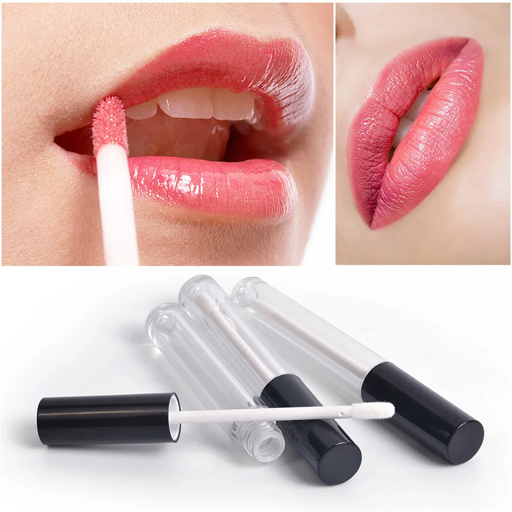

1Pcs 5ML Black Lid Transparent Bottle Lip Glaze Tube Plastic Lip Gloss Cosmetic Packaging Container Make Up Tool Wholesale