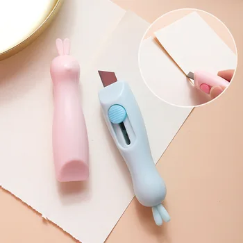 

Cute Animal Small Rabbit Utility Knife Cloud Paper Cutter Pure Color Mini File Knife Razor Blade Office Supplies kawaii