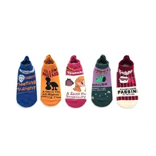 Забавные носки с персонажами из мультфильмов, хлопковые носки для отдыха для женщин, уличные скейтборды, алфавитные короткие носки с эльфом для детей, Q1574