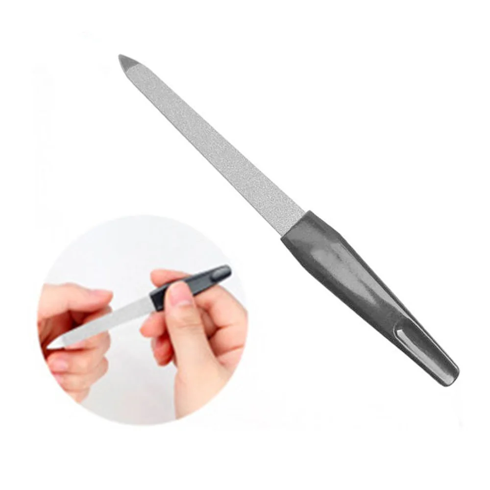 

1pc New Metal Double-Sided Nail Files Black Handle Strong Edge Manicure Sharpening Nail Grooming Beauty Pedicure Nail Foot Care