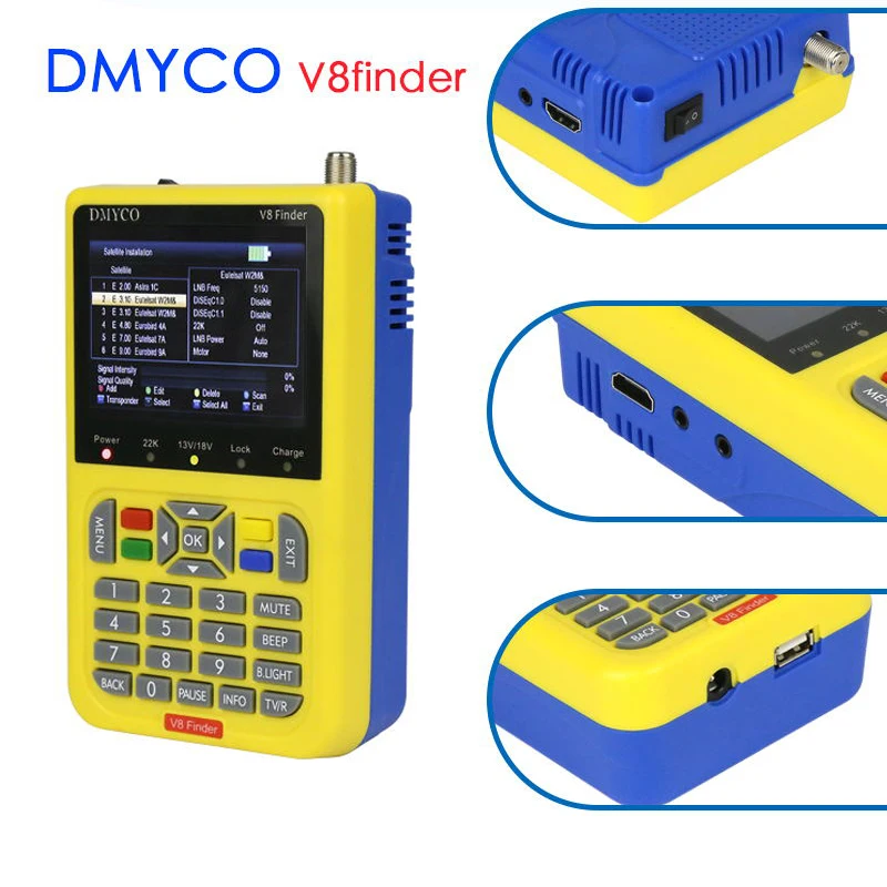 DMYCO V8 Finder DVB S2 S FTA цифровой спутниковый SatFinder метр искатель HD инструмент TFT lcd Sat lnb