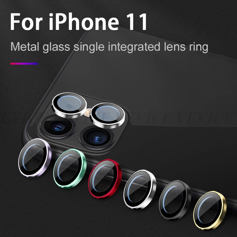 Back Camera Lens Screen Protector for iPhone 11 HD Tempered Glass Film + Metal Protection Ring Cover Pro Max | Мобильные телефоны и