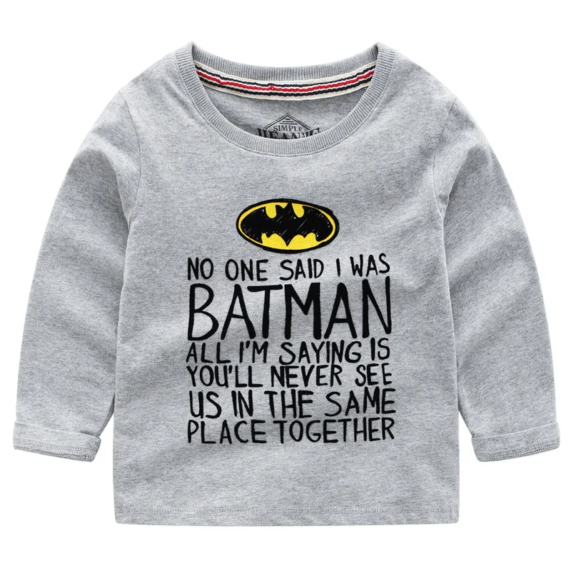 

2019 Spring New Style Batman BOY'S Long-sleeved T-shirt Big Boy Childrenswear Pure Cotton Spring Clothing KID'S T-shirt