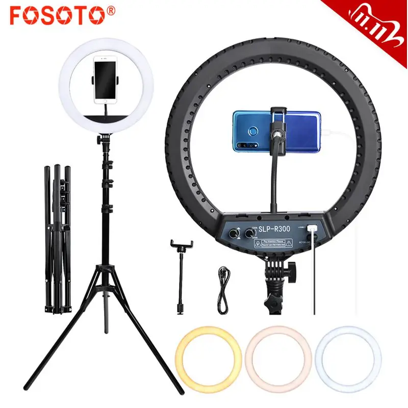 

fosoto SLP-R300 Ring Light 60W 300pcs Led Ring Lamp With Tripod Photographic lighting Ringlight For Camera Phone Makeup Youtube