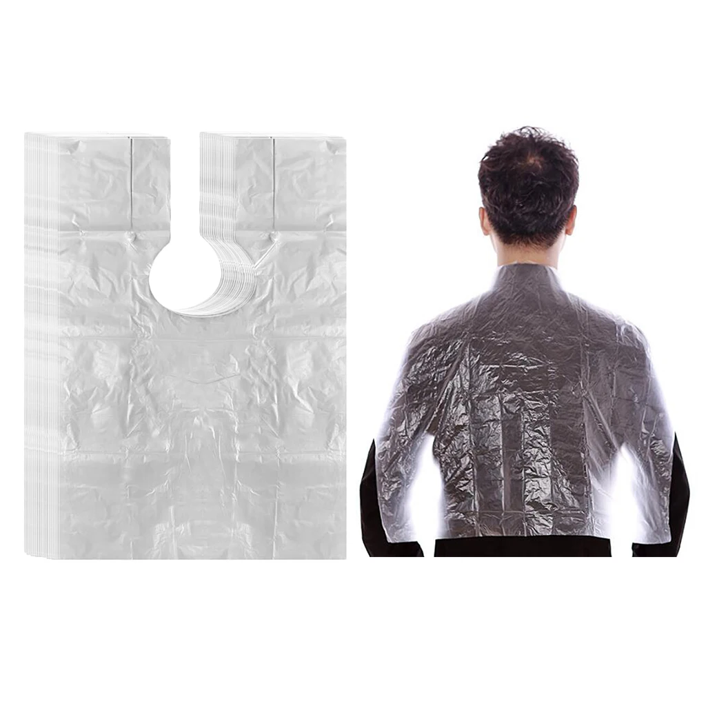 100 Pcs Disposable Hair Cutting Cape Salon Gown Protect Barber Capes Hairdressing Capes Cloth Waterproof Hairdresser Apron