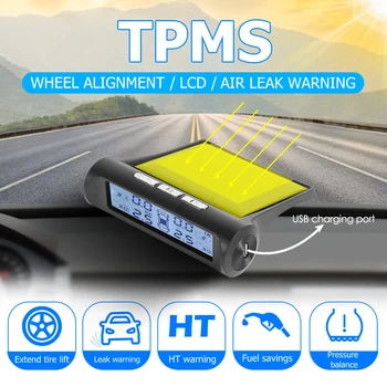 

VODOOL Solar Power TPMS Car Tire Pressure Alarm Monitor System Auto Tyre Pressure Temperature Warning Car Security Alarm Systems