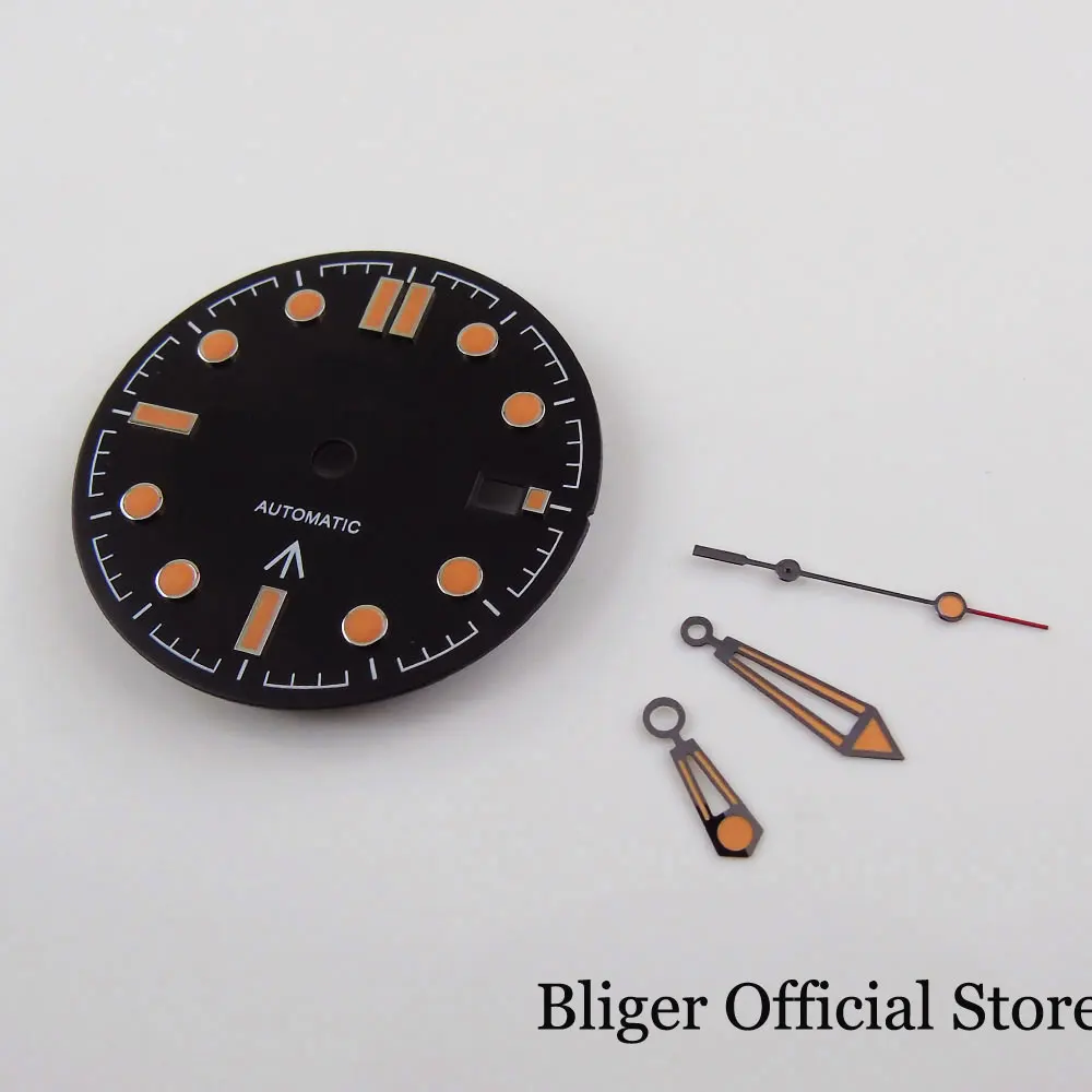 

Black Watch Face 31mm Watch Dial Watch Needles for MIYOTA 8215 MINGZHU DG 2813 Movement Date