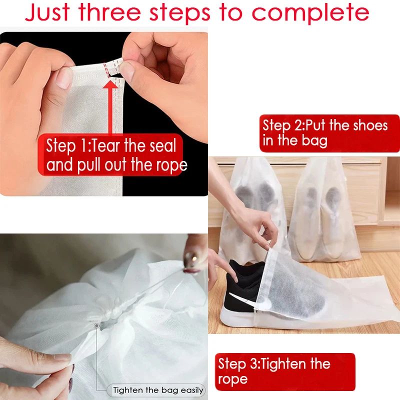 100Pcs Non-Woven Shoe Dust Covers Dustproof Drawstring Clear Storage Bag Travel Pouch Shoe Bags Home Storage Organization shoe covers shoe storage bag disposable shoe covers
