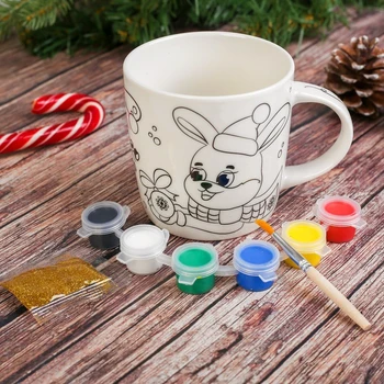 

Mug with a "Merry New year" painting Fox and hare 250 ml