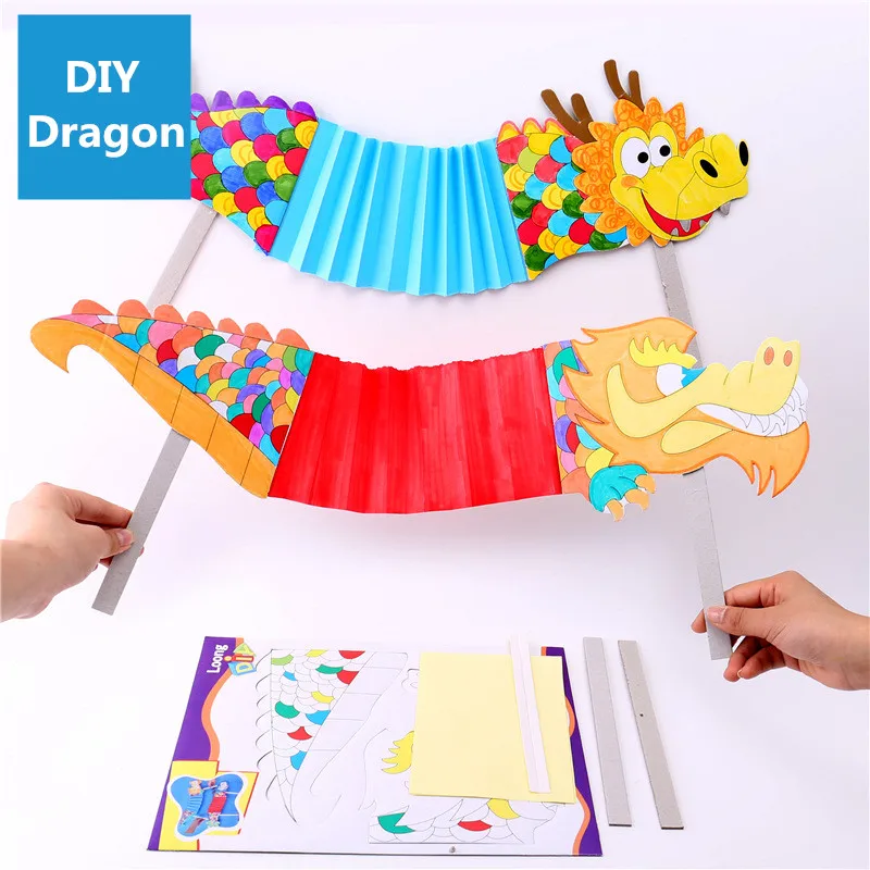 Bricolage fait à la main danse Dragon maternelle artisanat jouet pour enfants matériaux manuels créatif enfant jouets chinois nouvel an décor