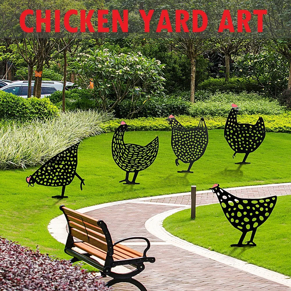 5/1Pc Pascua pollo de gallina para de jardinería adornos yarda arte del hierro al aire libre jardín yarda césped juego jardín gallina grande