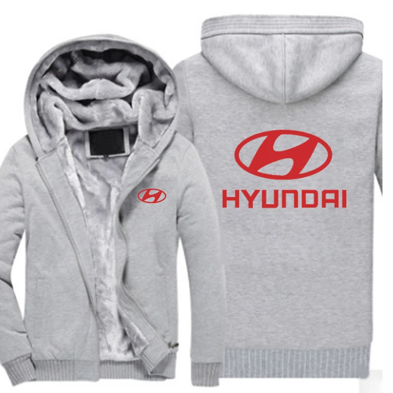 Бренд автомобиля hyundai красный логотип модный принт зимняя куртка с капюшоном на молнии утолщенная Удобная теплая мужская Толстовка Harajuku пальто