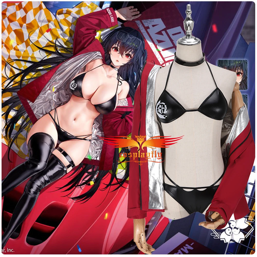 Anime Game Azur Lane Taiho Cosplay Costume Adult Women Outfits Sexy Bikini for Summer Swimsuit Red Jacket Top Halloween Carnival |