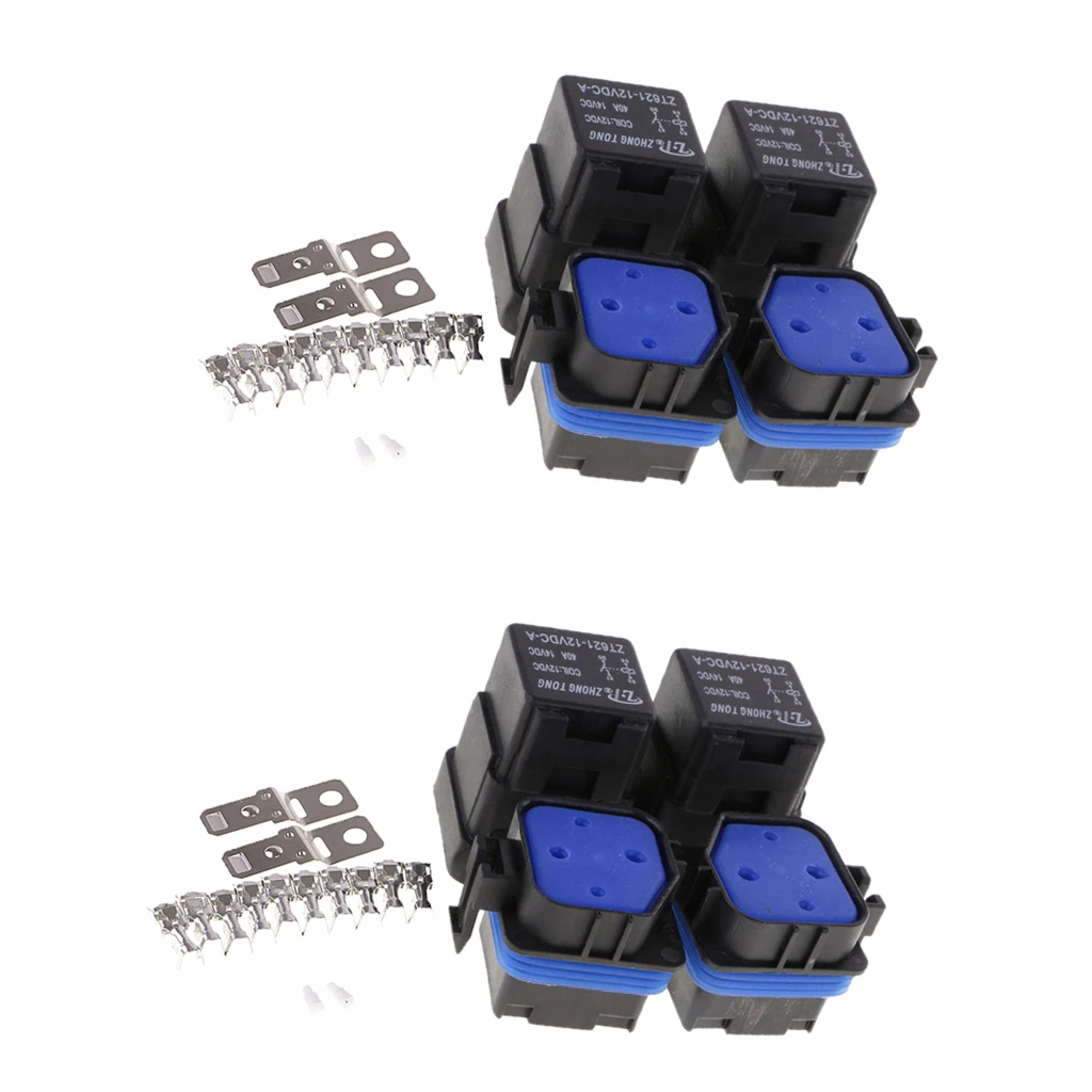 4 Set Of Mounting Automotive Motorcycle Boat Relay Base Holder 4 Pin 40A 12V
