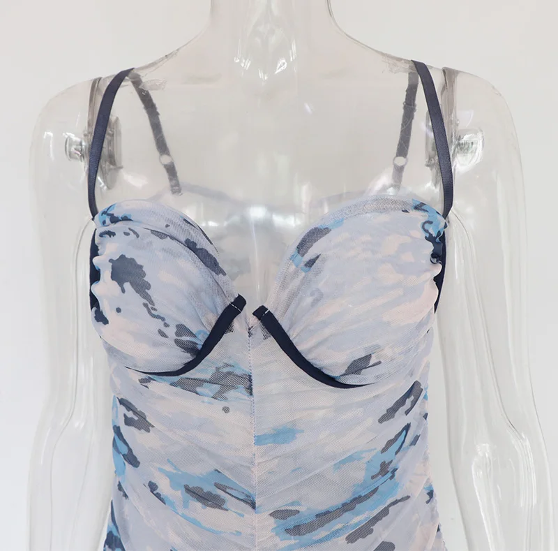 Beyprern Fashion Sleeveless Tie-Dye Printed Sexy Jumpsuit Women Overalls Summer Fashion Mesh Ruched Party Jumpsuit Female Romper Beyprern Fashion Sleeveless Tie-Dye Printed Sexy Jumpsuit Women Overalls Summer Fashion Mesh Ruched Party Jumpsuit Female Romper