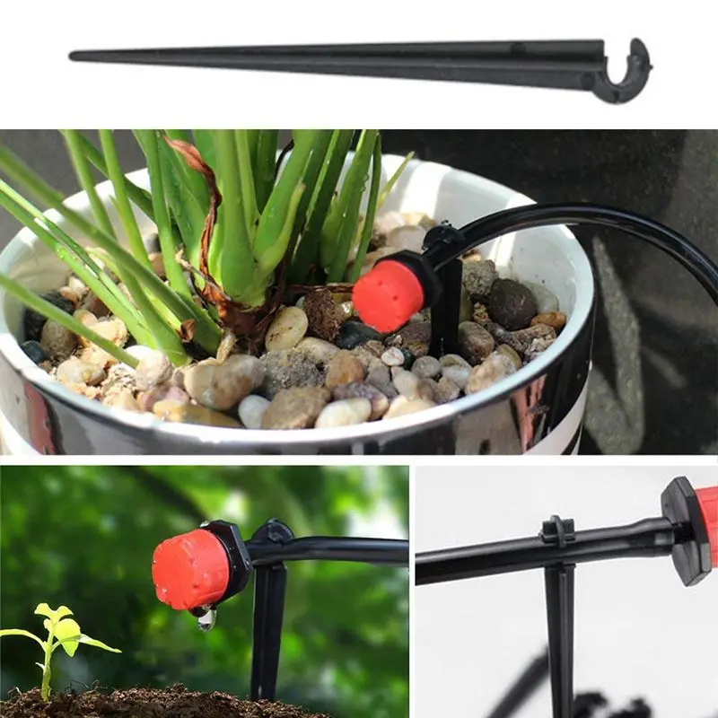 50 Pcs Drip Emitters, Adjustable to 360 Degree Flow Water Irrigation System Drop and Supports 50 Pcs Perfect Stakes for 4mm / 7m