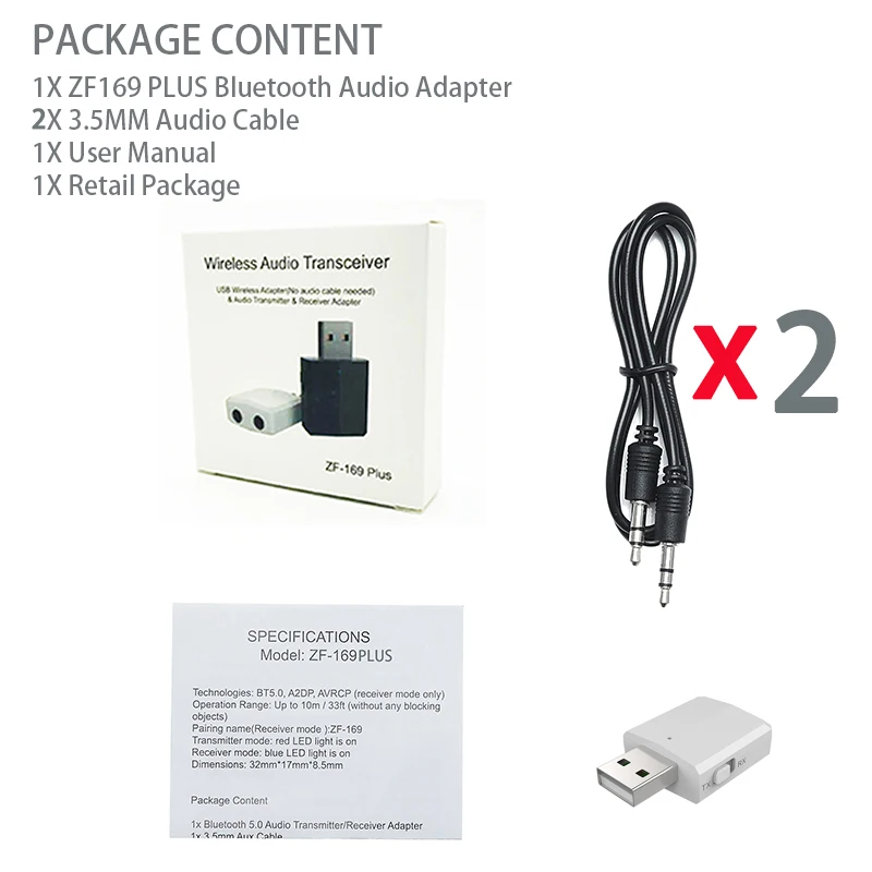 KN330 3 в 1 USB Bluetooth 5,0 аудио приемник передатчик 3,5 AUX Jack RCA стерео беспроводной Bluetooth адаптер для ТВ ПК Автомобильная Музыка - Цвет: ZF169PLUS White V5.0