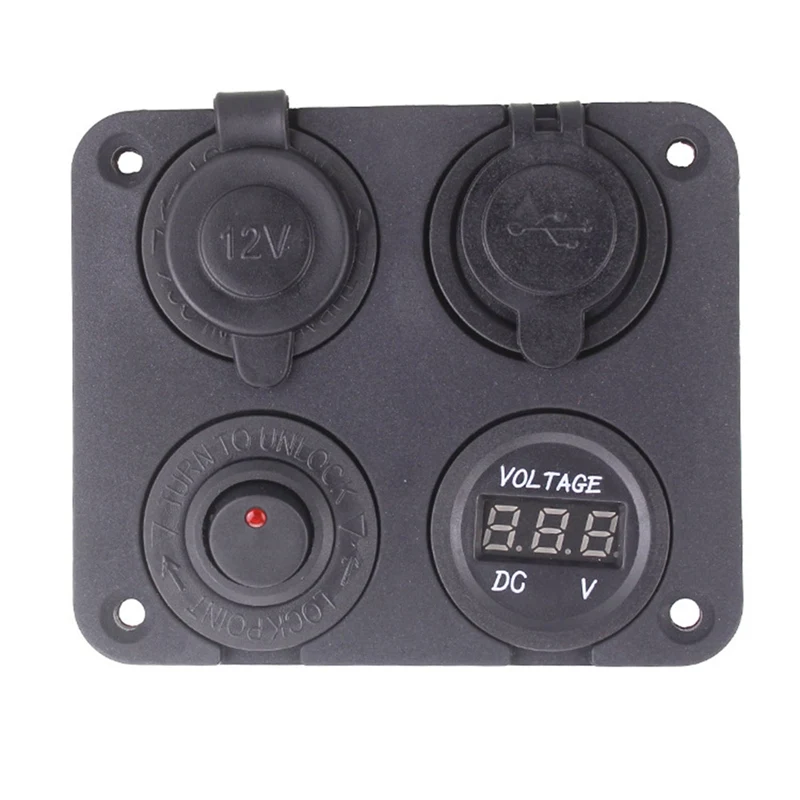 12 V-24 V многофункциональный 4 в 1 автомобиль Зарядное устройство Панель Dual USB Водонепроницаемый Разветвитель Прикуривателя для автомобилей Грузовик Мотоцикл