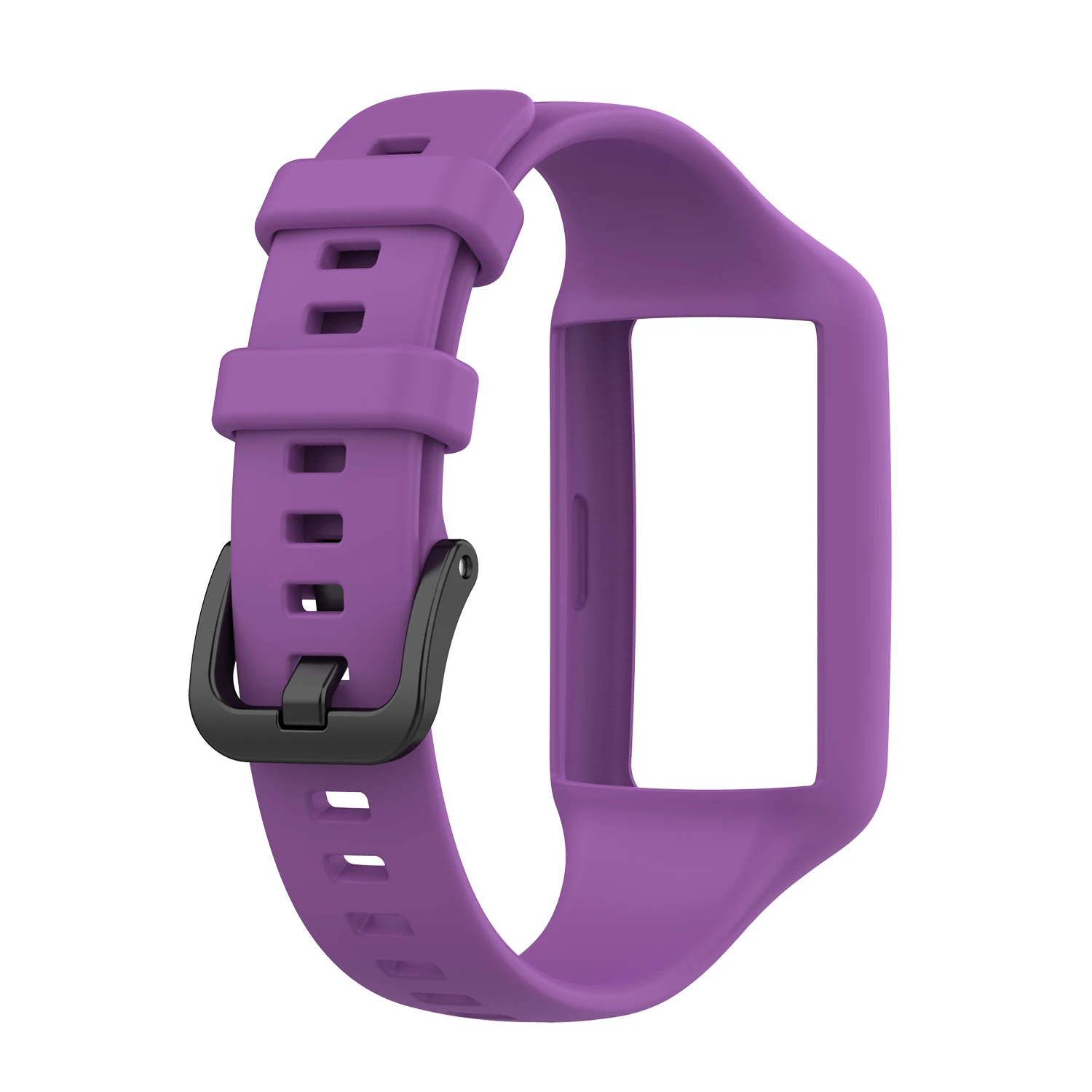 Silicone Sport Watch Strap with Black Steel Buckle and Frame Protection